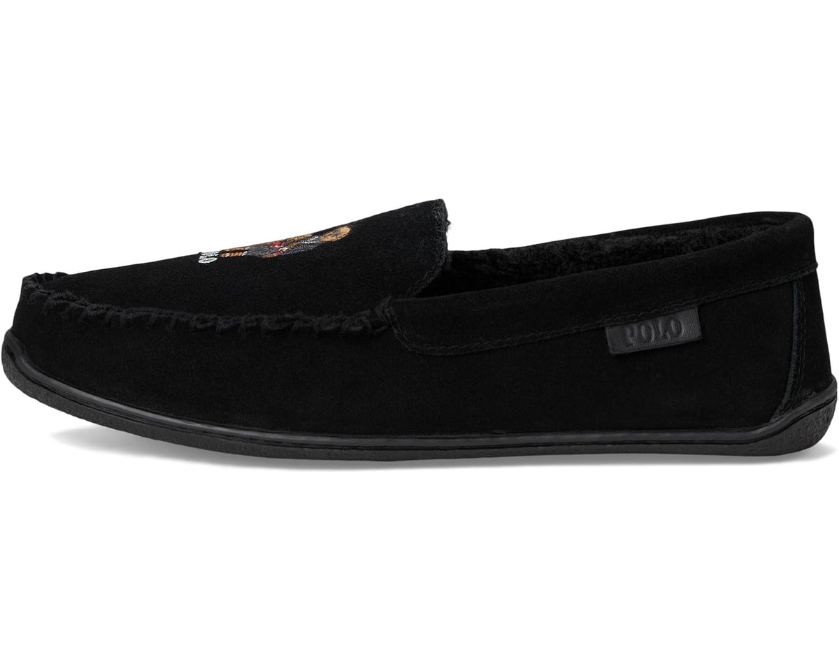 Men's Polo Ralph Lauren Brenan Bear Moc Slipper Suede/Holidybear Black
