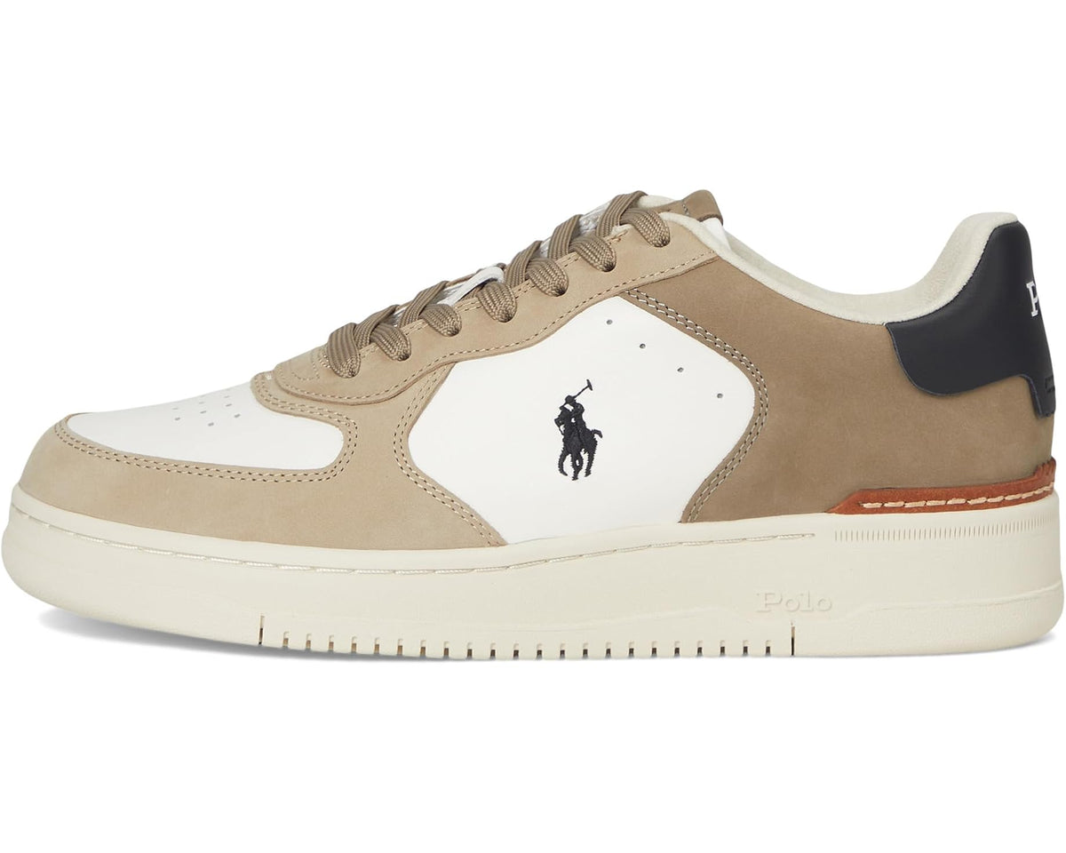 Men's Polo Ralph Lauren Masters Court Nubuck & Leather Sneakers Deckwash White/Tonal Milkshake