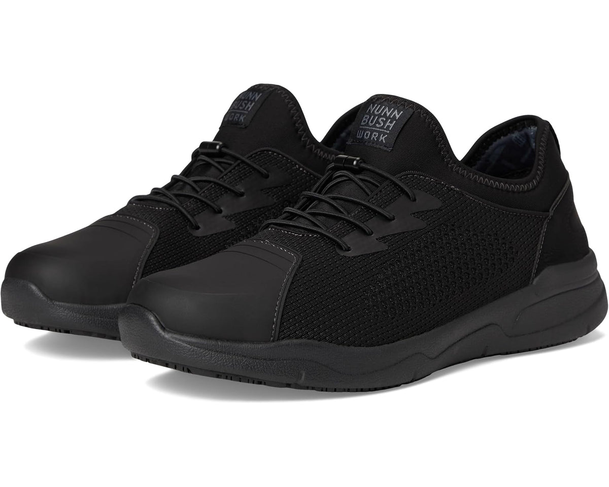 Men's Nunn Bush Grazie Work Oxford Slip-Resistant Work Shoe Athletic Style Sneaker Lace Up Black