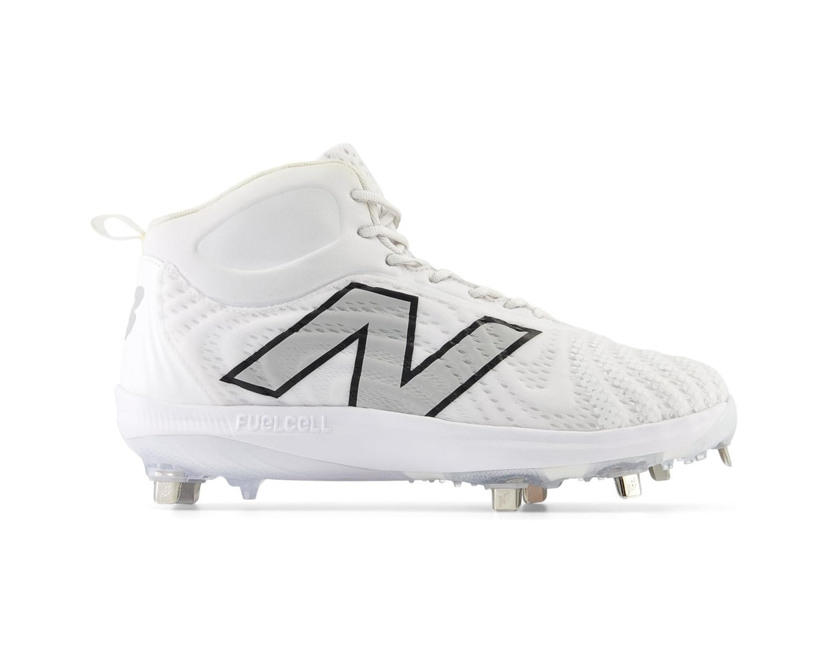 Men's New Balance FuelCell 4040 v7 Mid-Metal Baseball Cleats Optic White/Raincloud