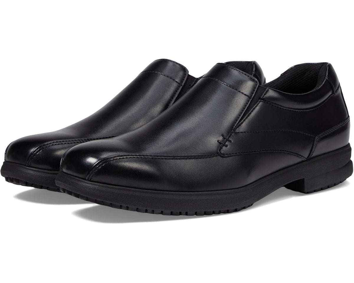 Men's Nunn Bush Sanford Slip Resistant Bicycle Toe Work Slip-On Black