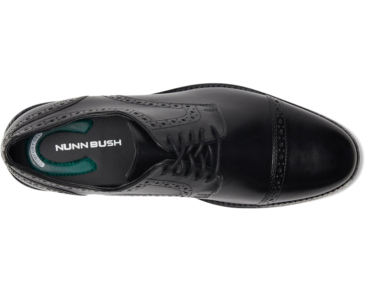 Men's Nunn Bush Norcross Cap Toe Dress Casual Oxford Black