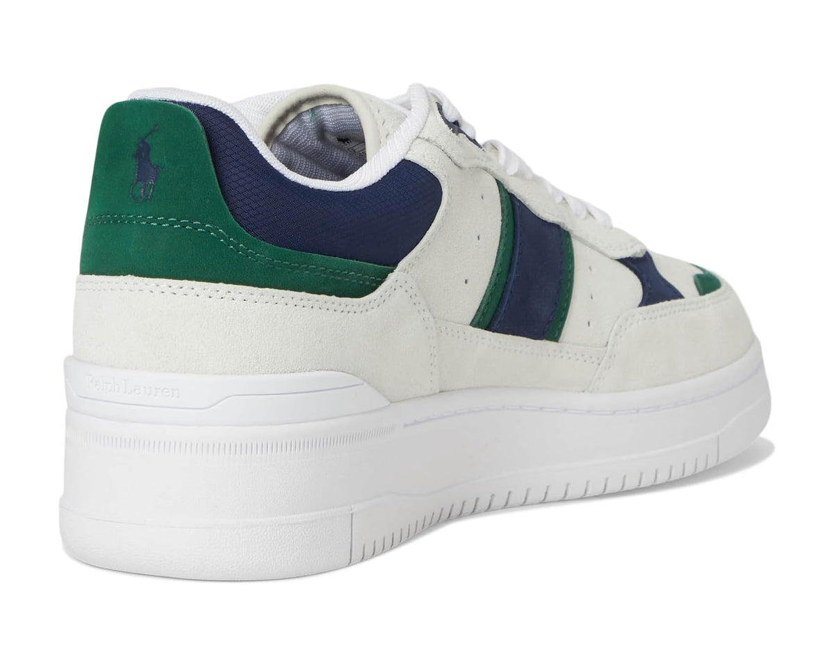 Men's Polo Ralph Lauren Masters Sport Leather-suede Sneaker Bianco/Navy/Green