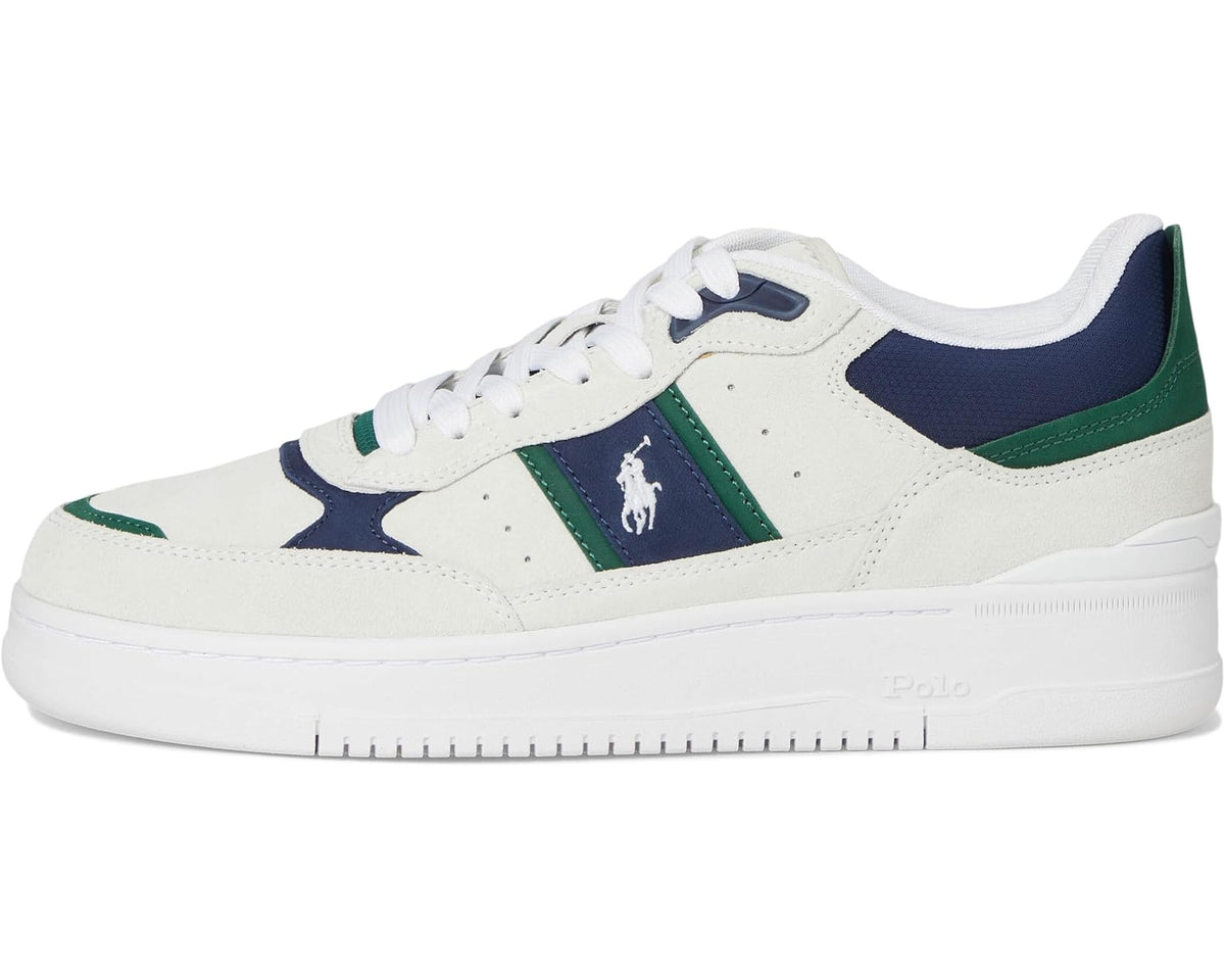 Men's Polo Ralph Lauren Masters Sport Leather-suede Sneaker Bianco/Navy/Green