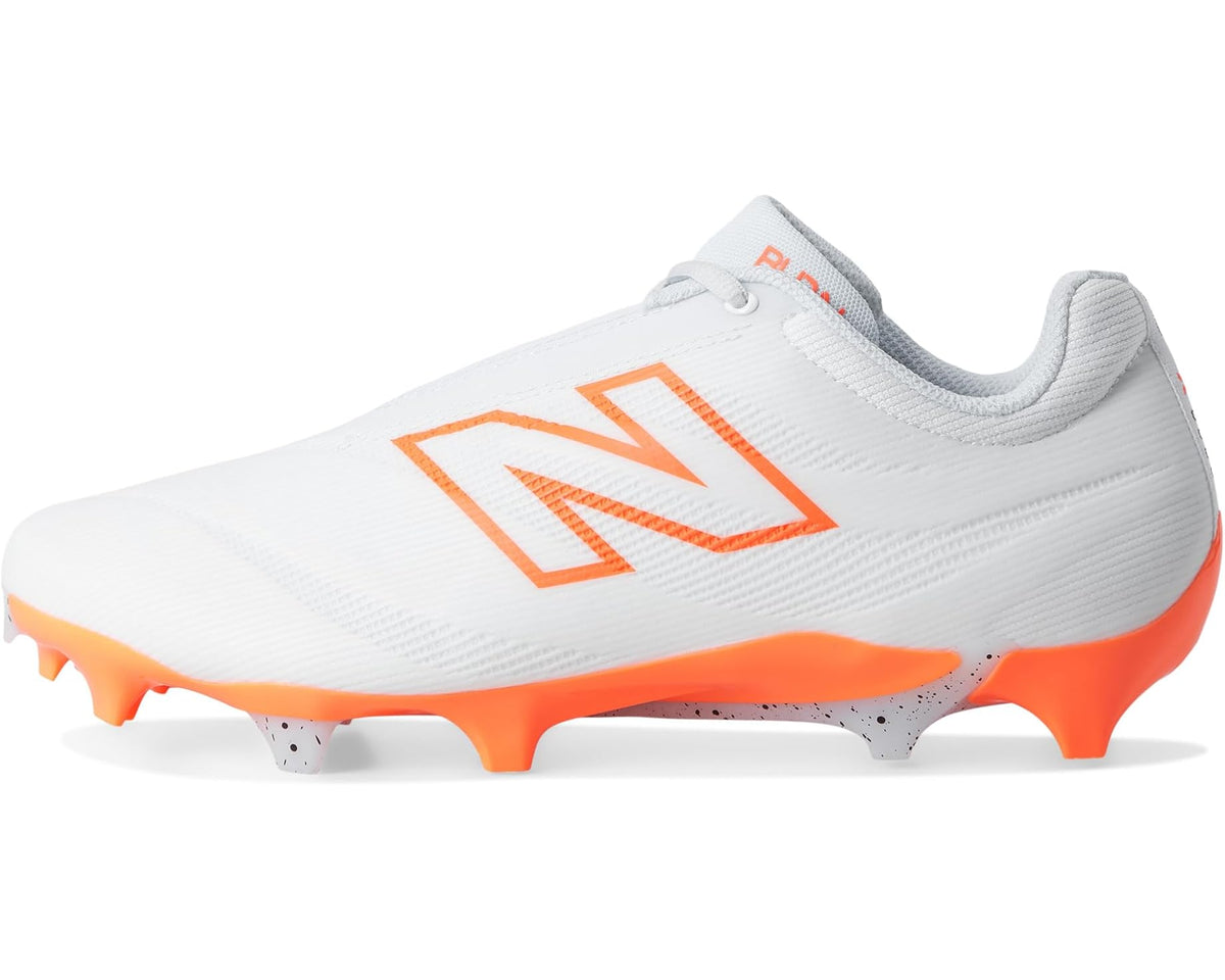 Men's New Balance BurnX4 Lacrosse Cleats White/Hot Mango/Ice Blue