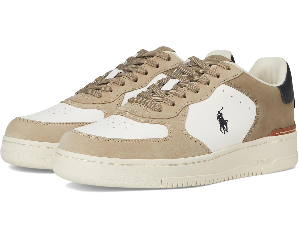 Men's Polo Ralph Lauren Masters Court Nubuck & Leather Sneakers Deckwash White/Tonal Milkshake