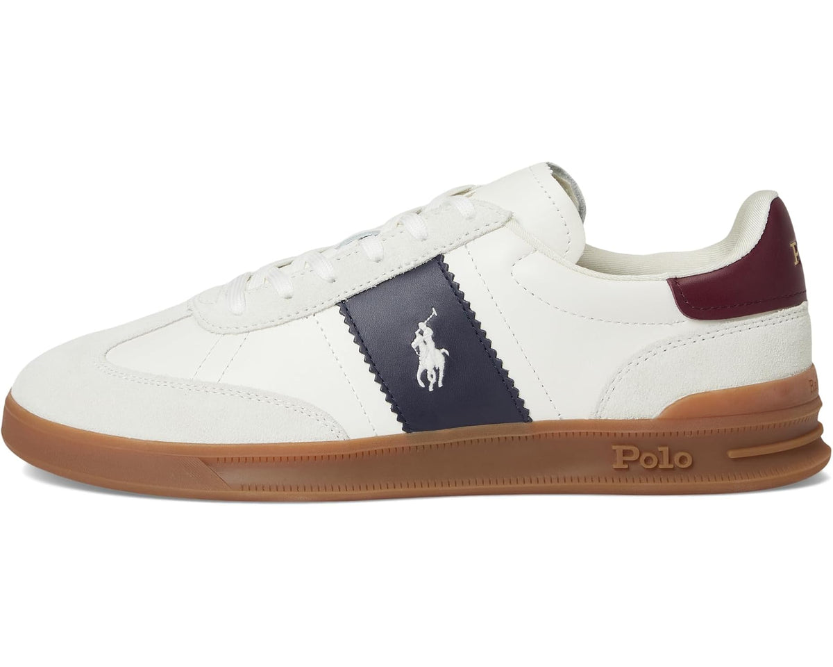Men's Polo Ralph Lauren Heritage Aera Leather-Suede Sneakers Bianco/Navy/Wine 1