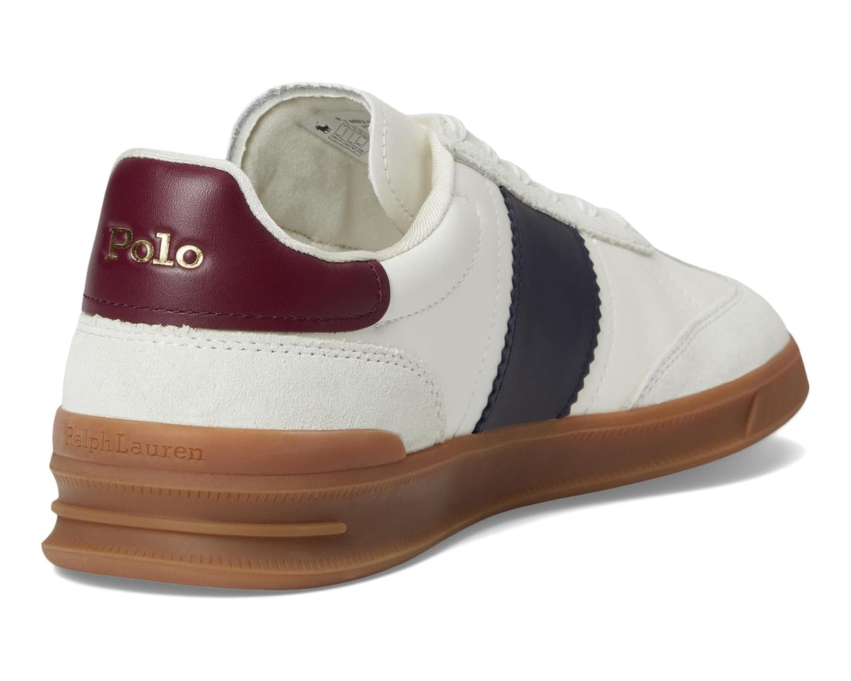 Men's Polo Ralph Lauren Heritage Aera Leather-Suede Sneakers Bianco/Navy/Wine 1