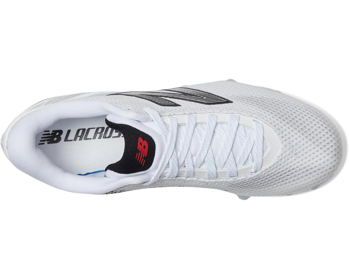 Men's New Balance FreezeLX V5 Low Lacrosse Cleats White/Black/Silver Metallic