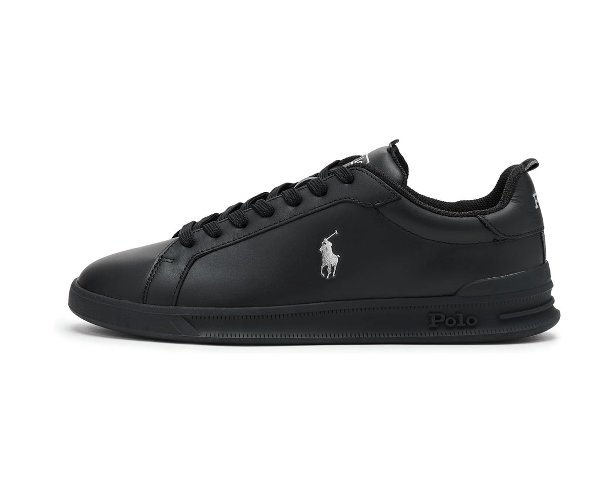 Men's Polo Ralph Lauren Heritage Court II Leather Sneaker Black/Silver