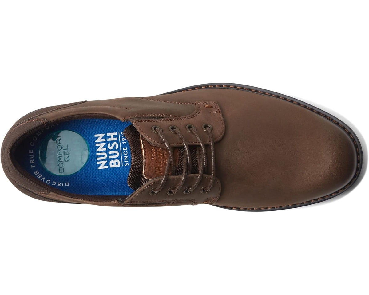 Men's Nunn Bush Denali Plain Toe Oxford Brown Crazy Horse