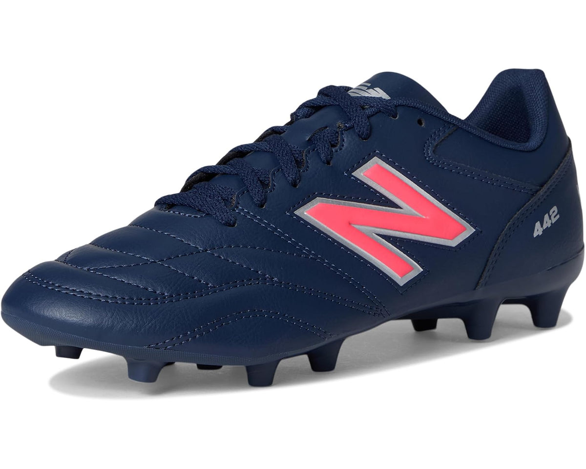 Men's New Balance 442 Academy FG V2 Soccer Cleats NB Navy/Silver/Energy Red