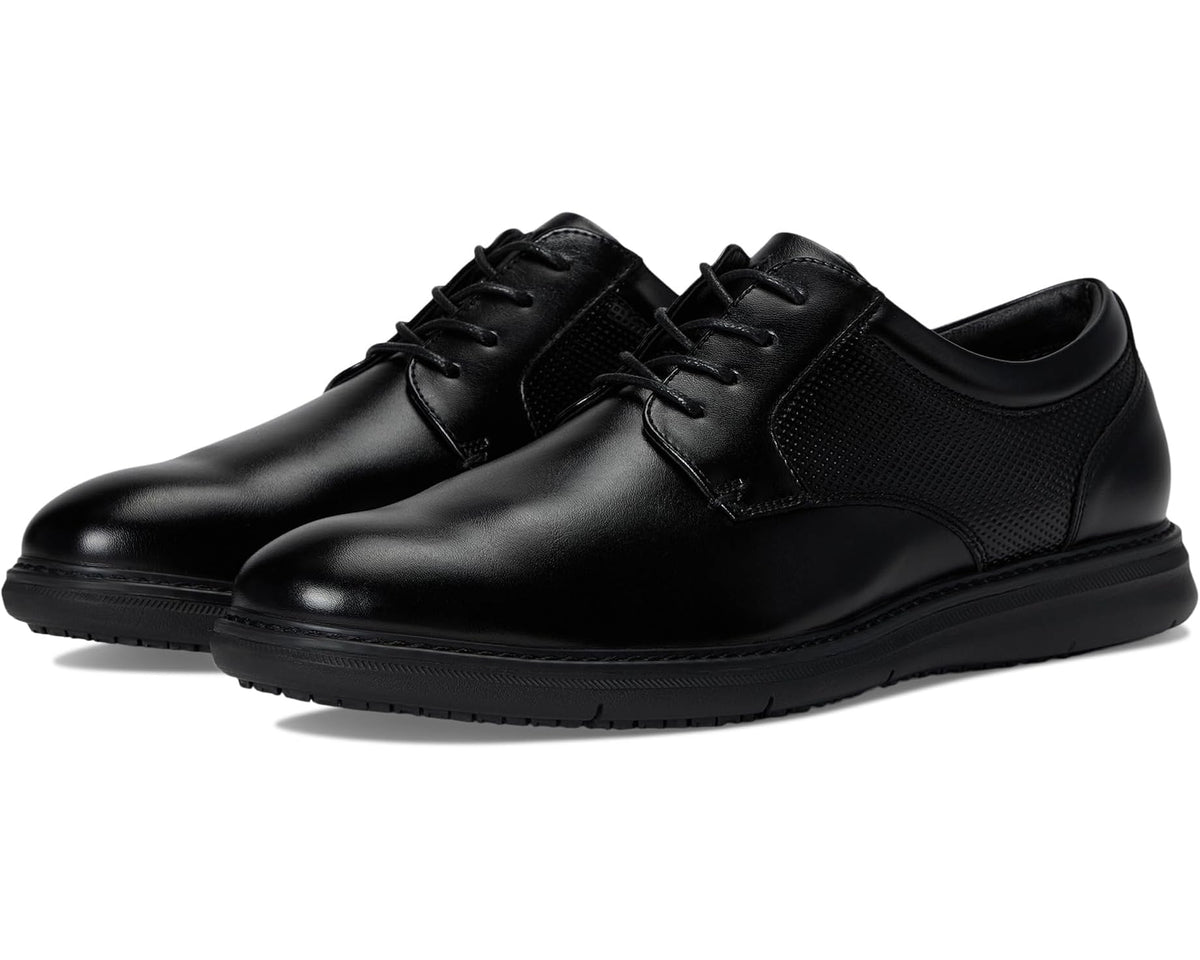 Men's Nunn Bush Chase Slip Resistant Work Plain Toe Oxford for Restaurant, Food Service & Hospitality Black