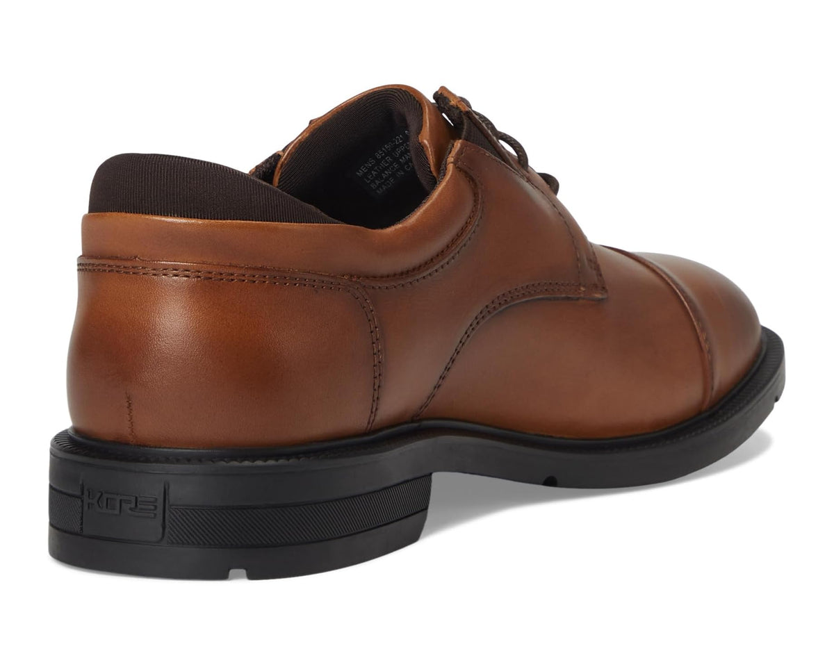Men's Nunn Bush Kore Icon Cap Toe Oxford Easy-on Easy-off Dress Casual Shoe Cognac