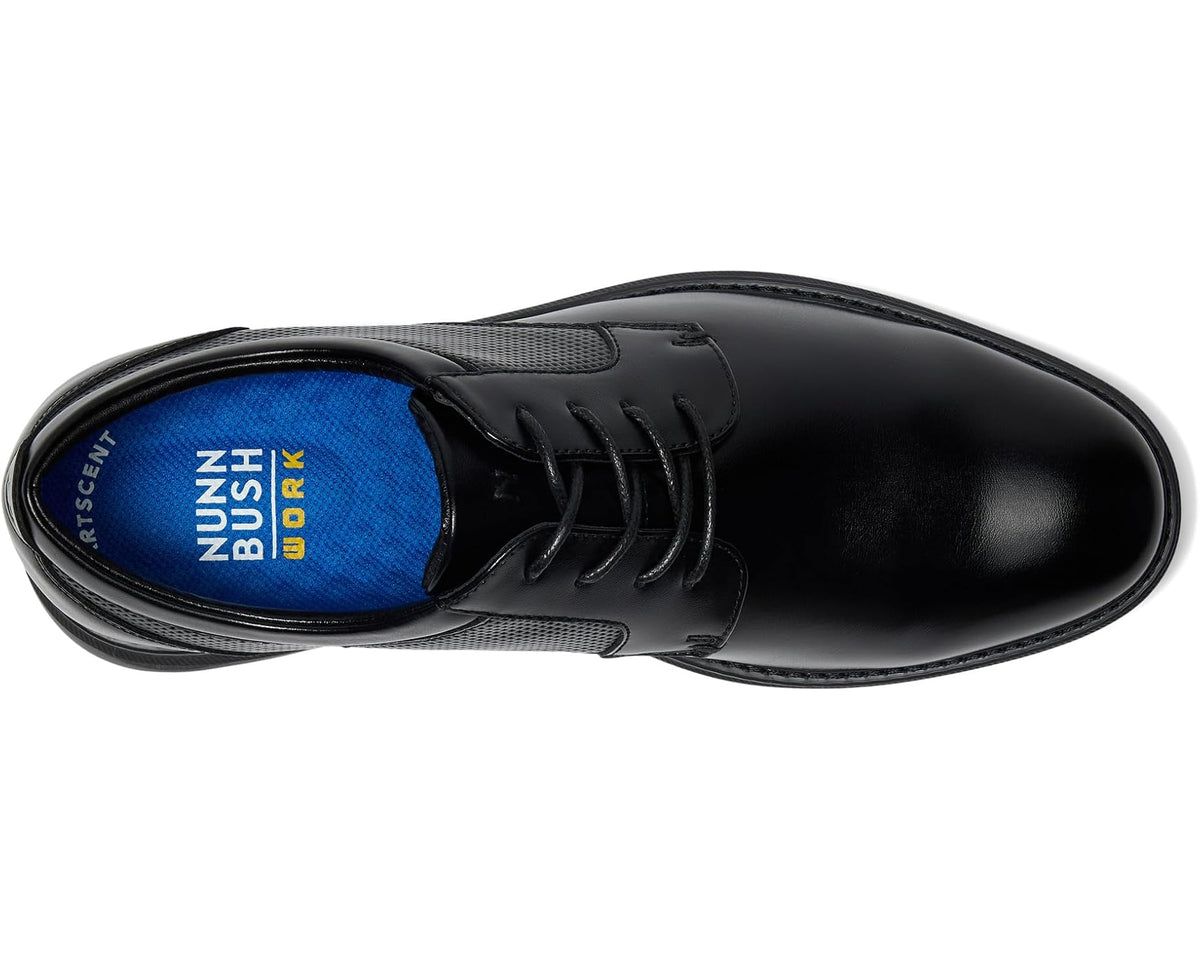 Men's Nunn Bush Chase Slip Resistant Work Plain Toe Oxford for Restaurant, Food Service & Hospitality Black