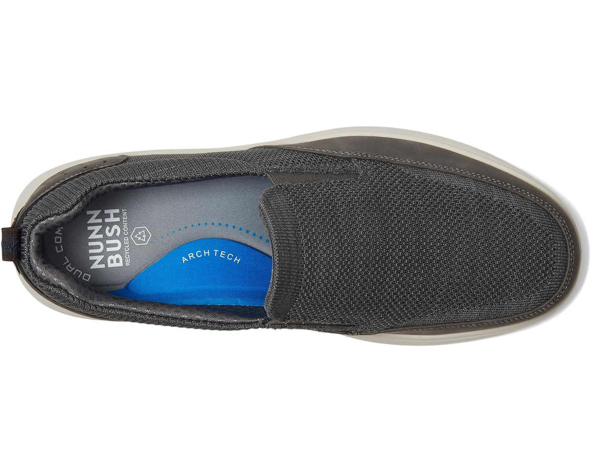 Men's Nunn Bush Ponte Knit Moc Toe Slip-On Sneakers Hybrid Casual Lightweight Athletic Style Loafer Gray