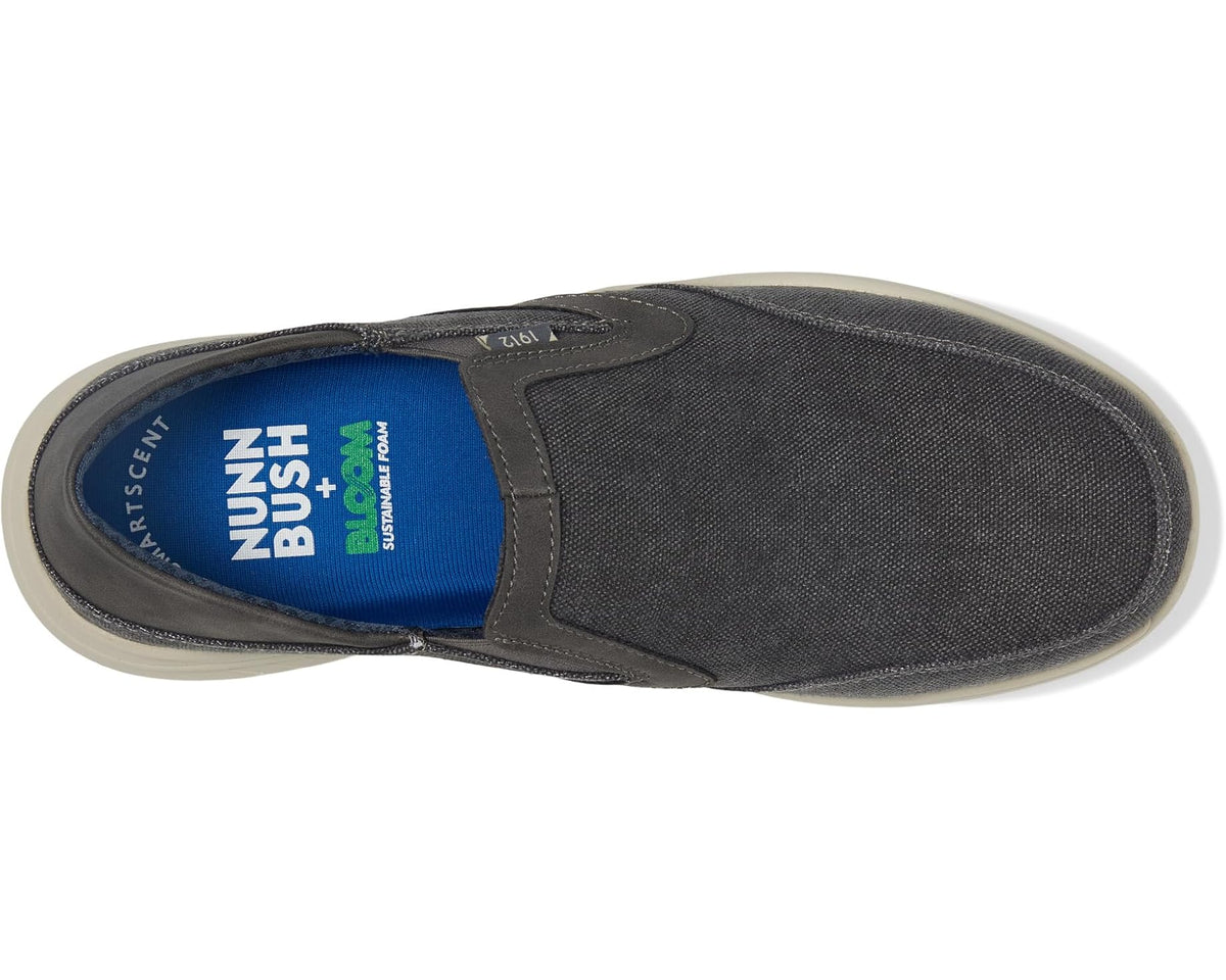 Men's Nunn Bush Conway EZ Canvas Moccasin Toe Slip-On Easy Slip-In Loafer Grey