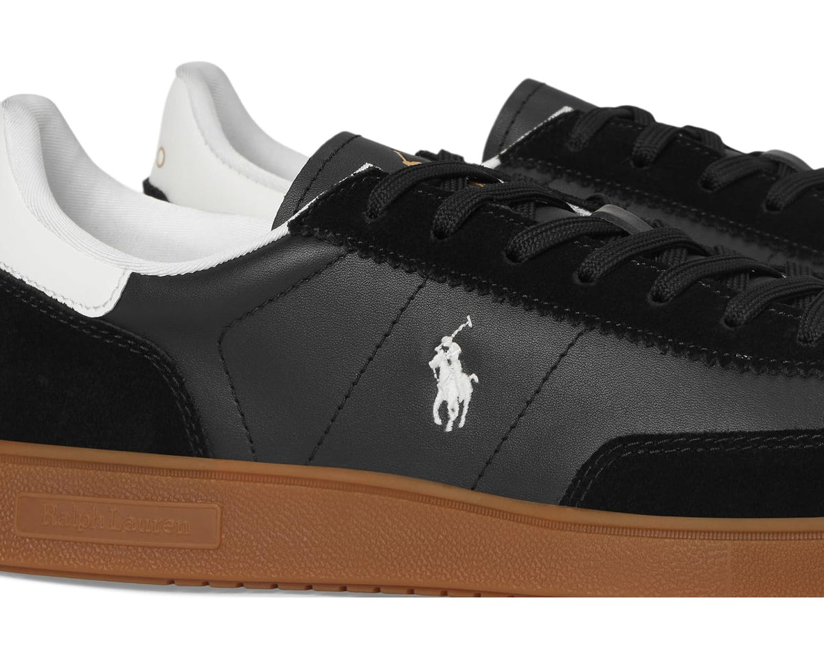 Men's Polo Ralph Lauren Bedford Leather-Suede Sneakers Black/White