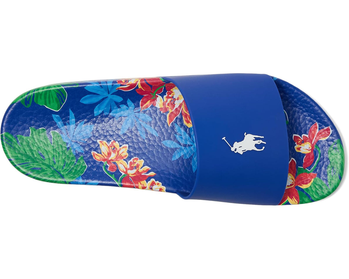 Men's Polo Ralph Lauren Floral-Print Slides Tropical Royal