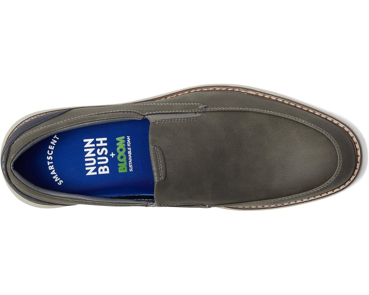 Men's Nunn Bush Chase Moccasin Toe Slip-On Lightweight Contemporary Loafer Gray