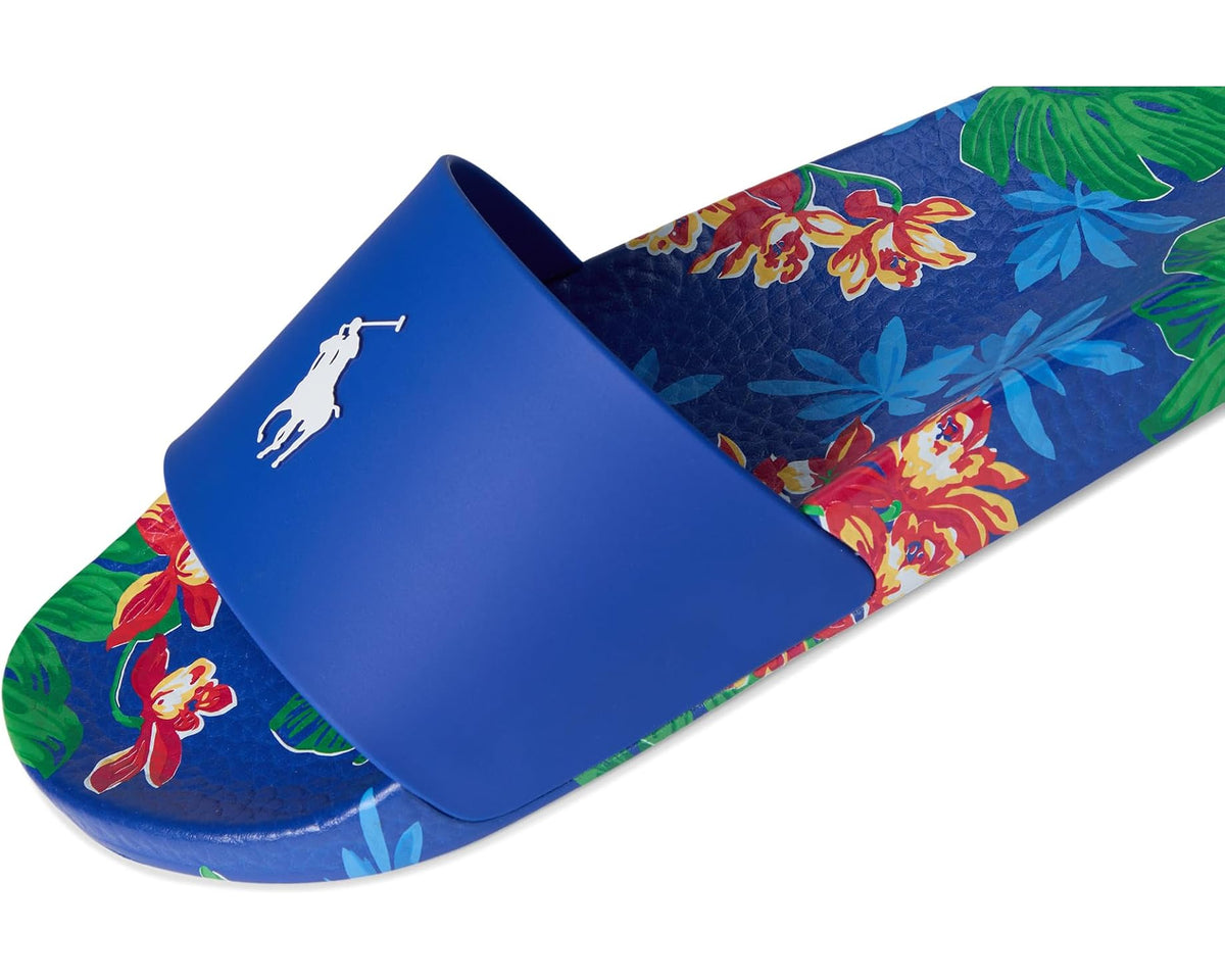 Men's Polo Ralph Lauren Floral-Print Slides Tropical Royal