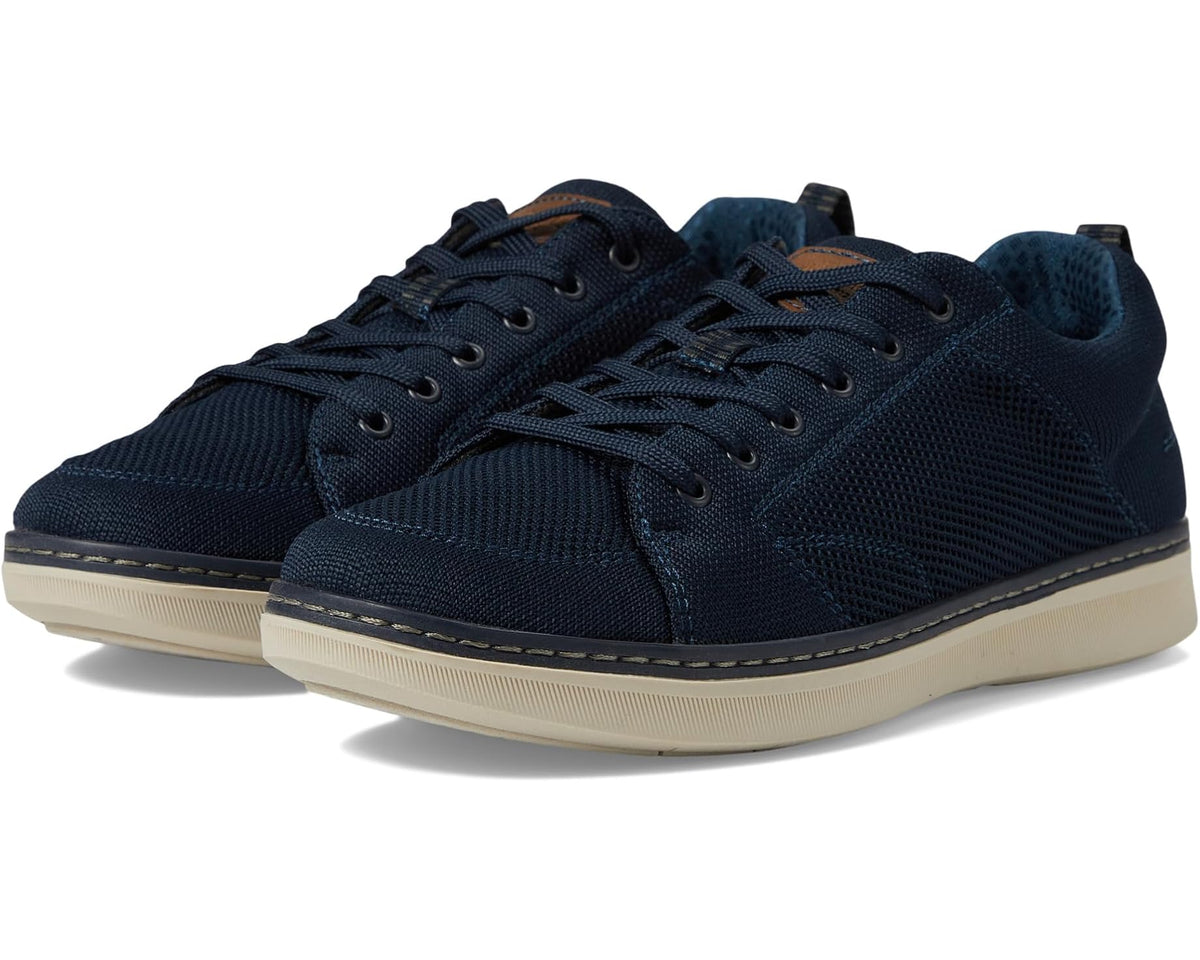 Men's Nunn Bush Aspire Knit Moccasin Toe Sneaker Oxford Comfortable Lightweight Fabric Lace Up Navy