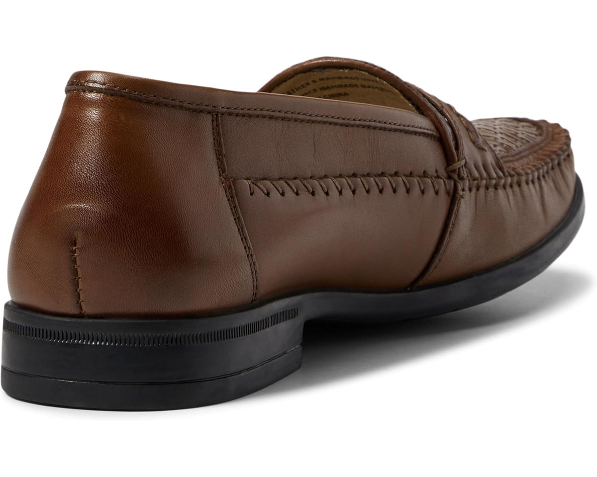 Men's Nunn Bush Strafford Woven Moc Toe Loafer Cognac