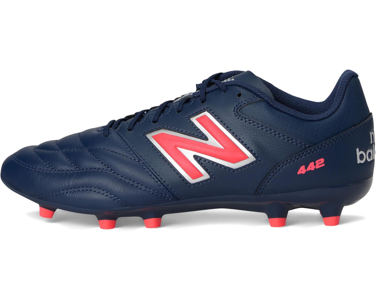 Men's New Balance 442 Team FG V2 Soccer Cleats NB Navy/Silver/Energy Red