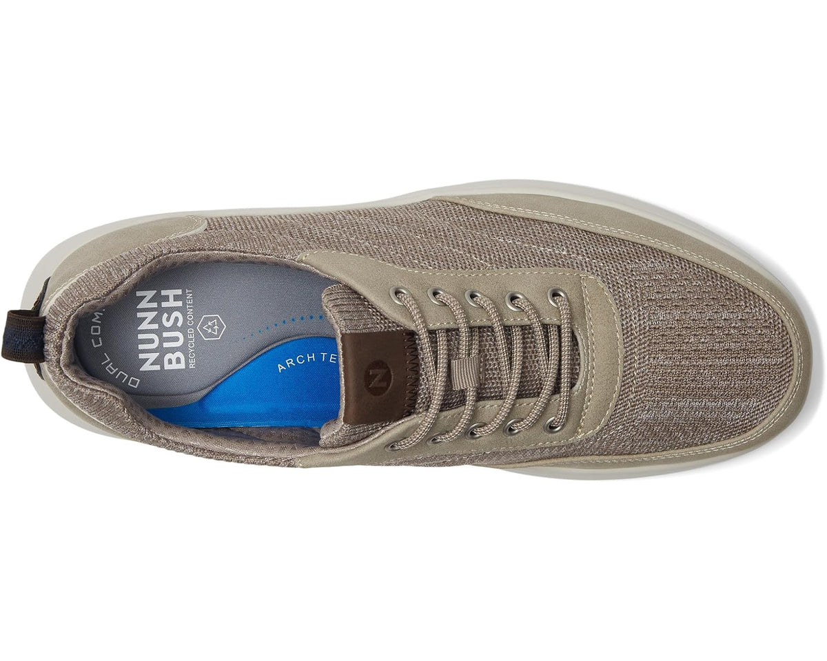 Men's Nunn Bush Ponte Knit Moc Toe Sneakers Hybrid Oxford Casual Lightweight Athletic Style Lace Up Taupe