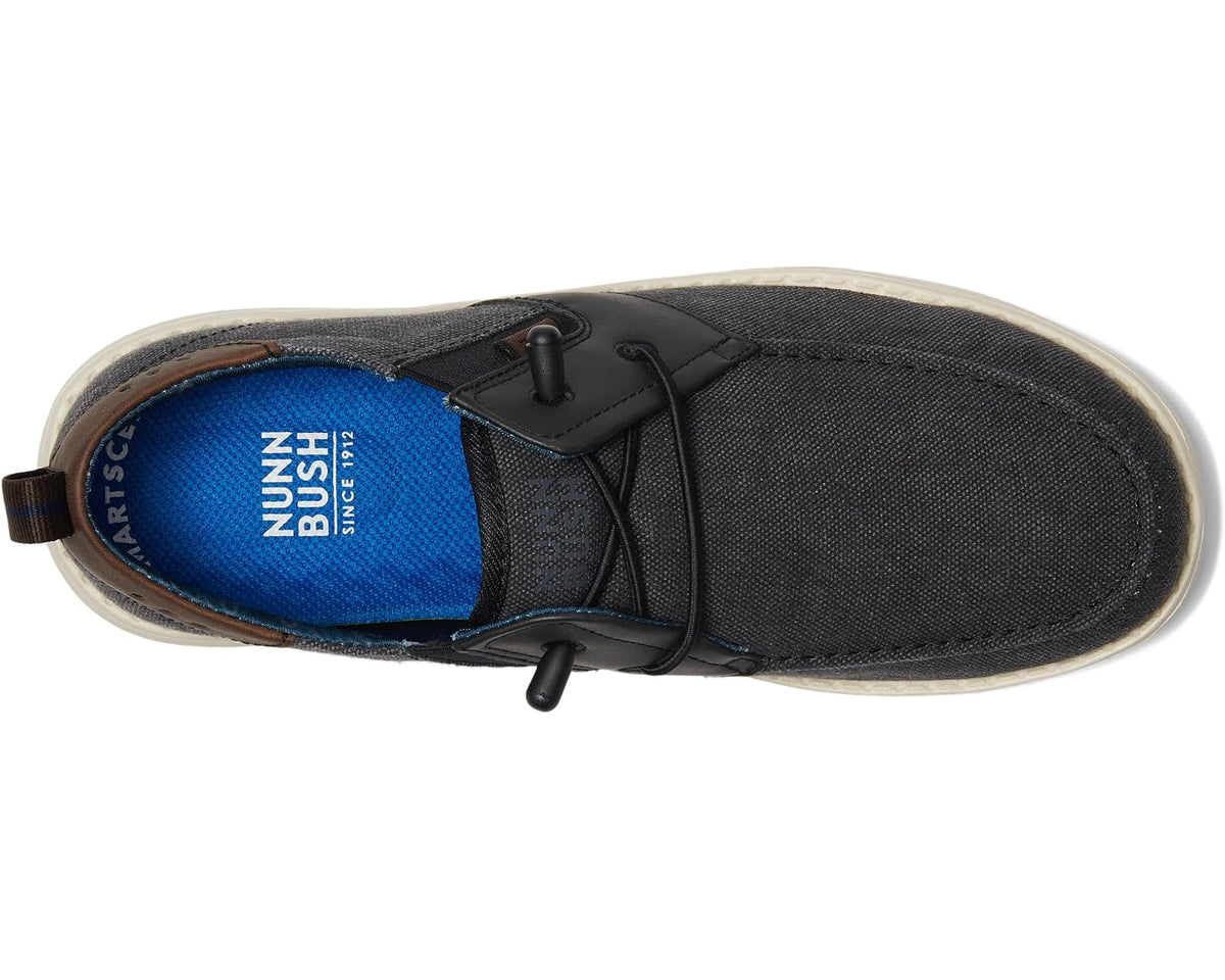 Men's Nunn Bush Brewski Moc Toe Slip-on with Elastic Bungee Black