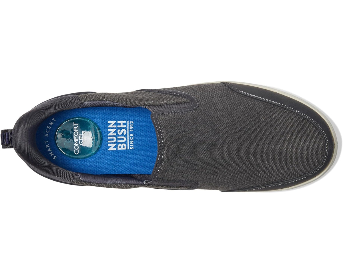 Men's Nunn Bush Kore City Walk Canvas EZ Moc Toe Slip-On Sneakers Easy On and Easy Off Cement