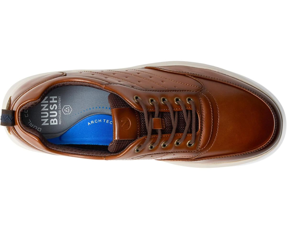 Men's Nunn Bush Ponte Moc Toe Sneakers Hybrid Oxford Dress Casual Lightweight Athletic Style Lace Up Cognac