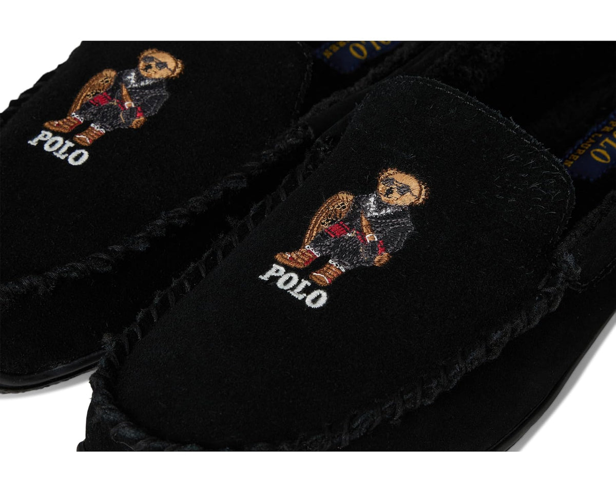 Men's Polo Ralph Lauren Brenan Bear Moc Slipper Suede/Holidybear Black