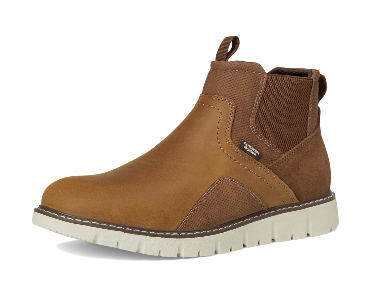 Men's Nunn Bush Karnak Plain Toe Chelsea Boots Lightweight Comfortable Chukka Tan
