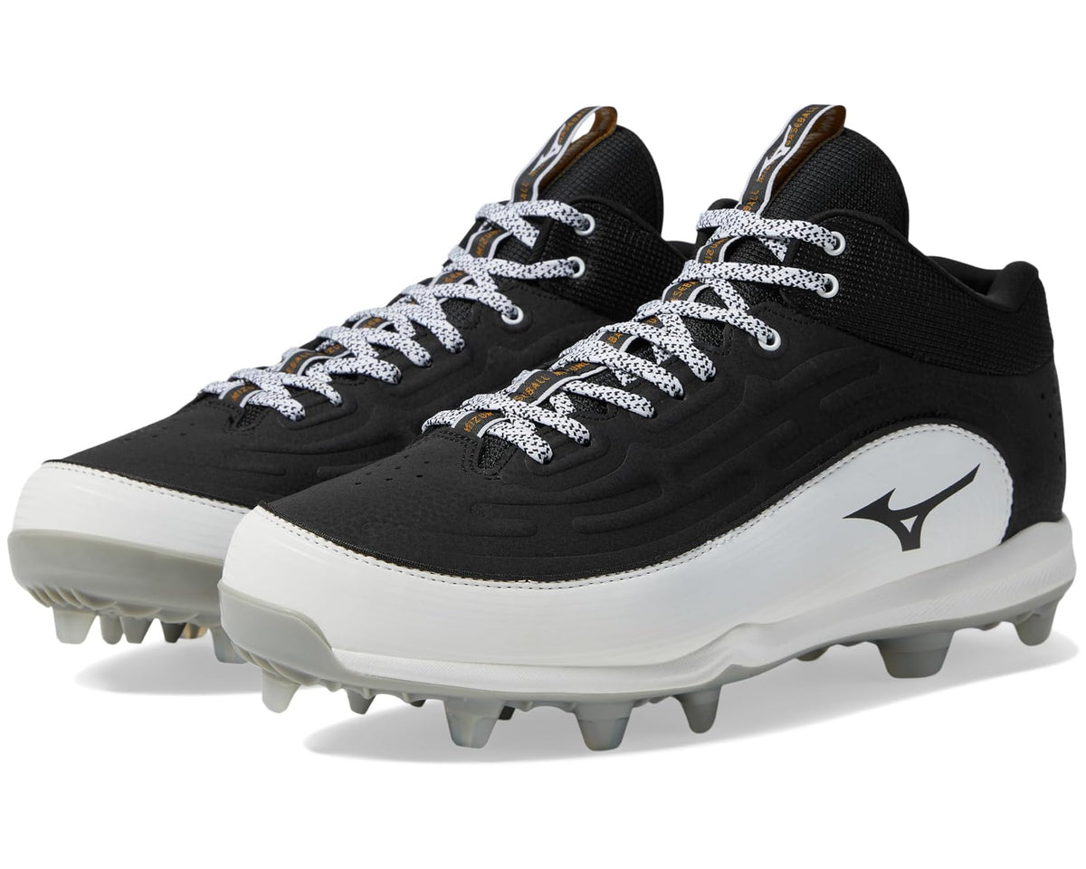 Men's Mizuno Ambition 3 Mid TPU Baseball Cleats Black/White