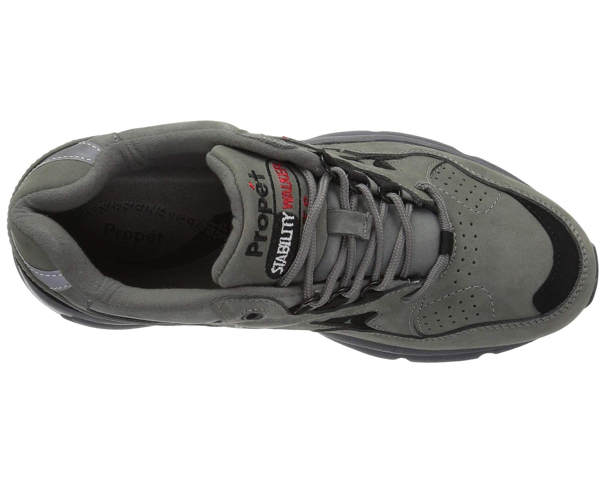 Men's Propet Stability Walker Medicare/HCPCS Code = A5500 Diabetic Shoe Grey/Black Nubuck