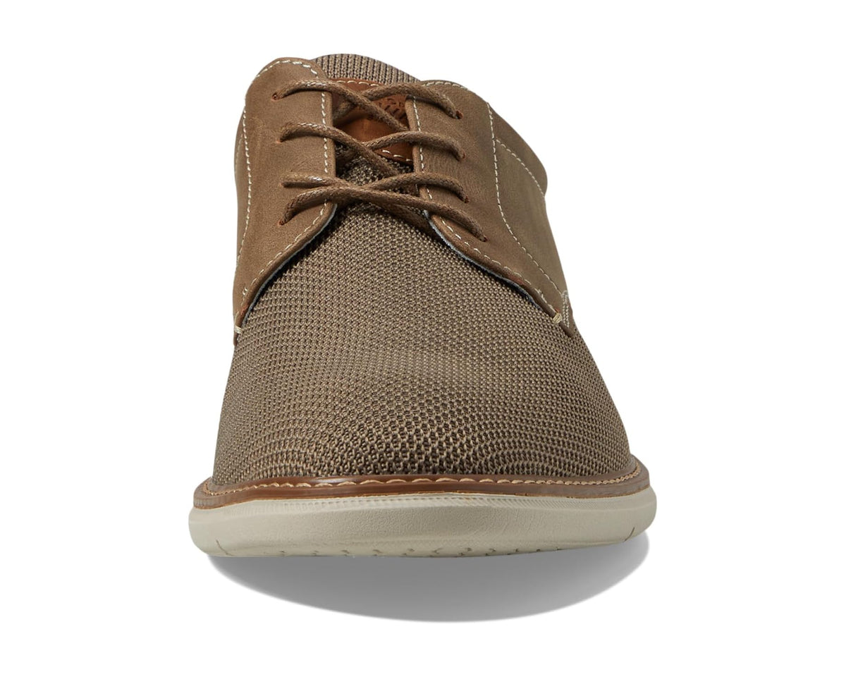Men's Nunn Bush Chase Knit Plain Toe Oxford Lightweight Breathable Versatile Lace Up Taupe