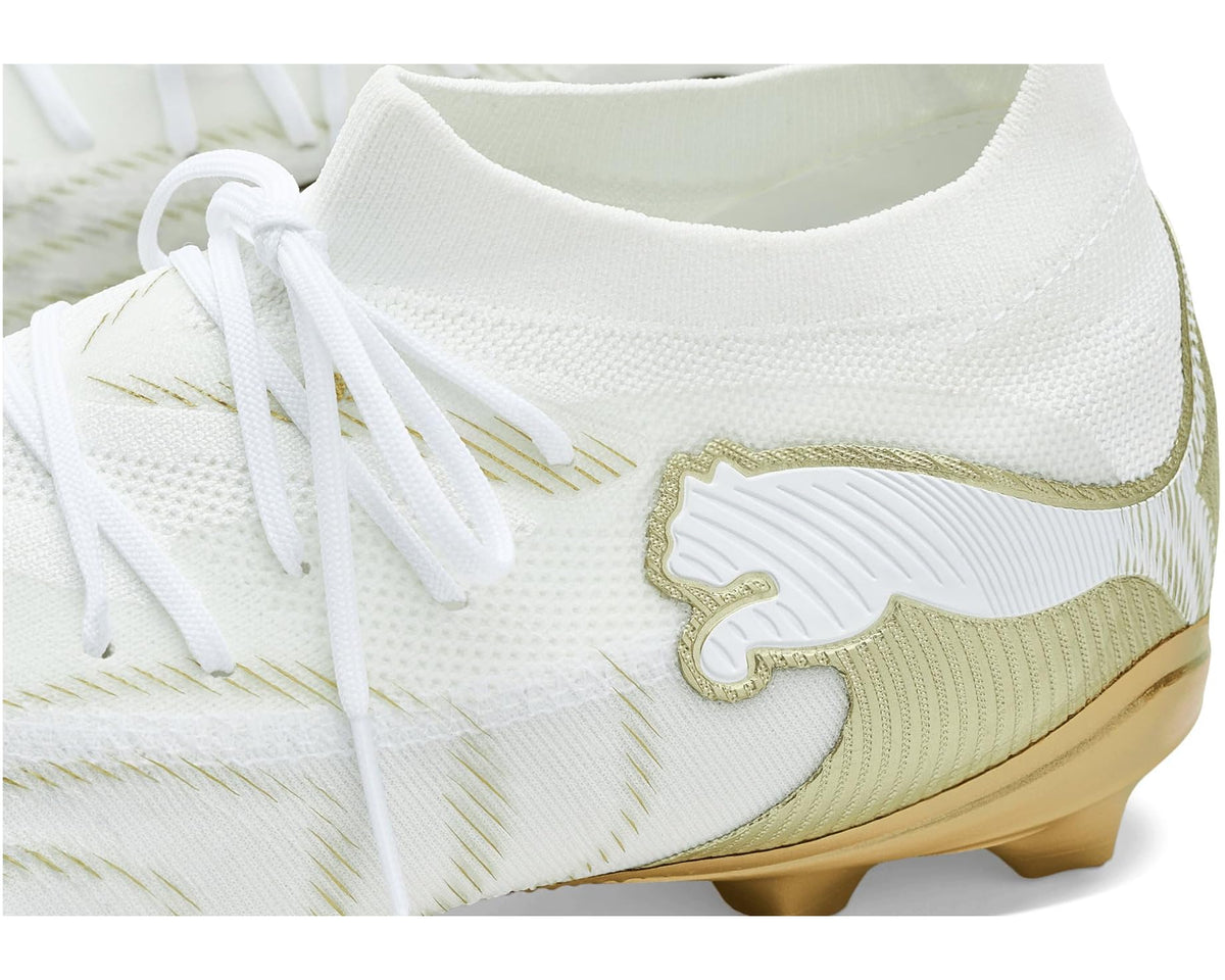 Men's PUMA Future 9 Match Firm, Artificial Ground Soccer Cleats White/Metallic Gold/Black