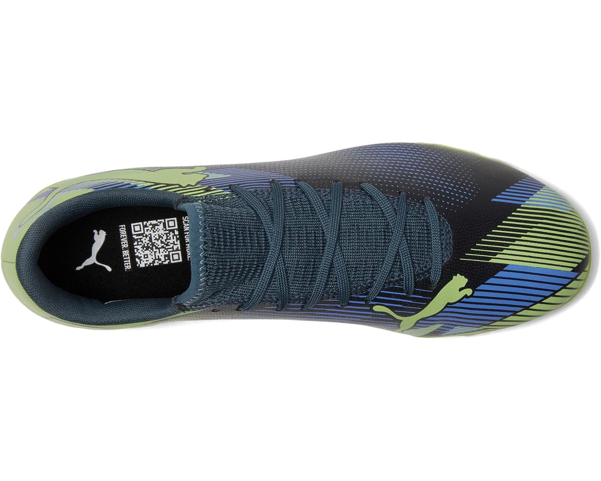 Men's PUMA Future 7 Play Indoor Training Soccer Cleats Gray Skies-Elektro Purple-Fizzy Apple-Puma White
