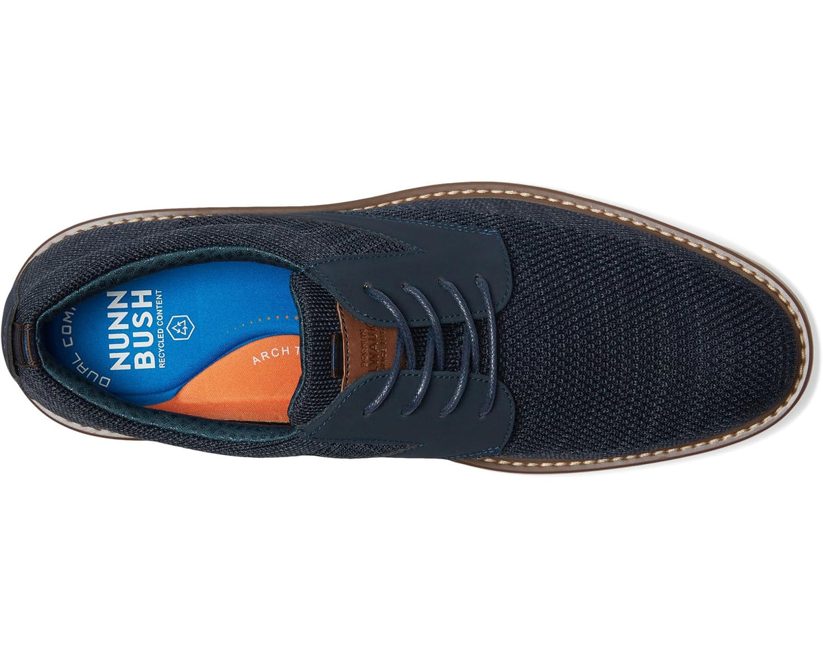 Men's Nunn Bush Griff Plain Toe Knit Oxford Lightweight and Comfortable for any Occasion Knit Lace-Up Navy
