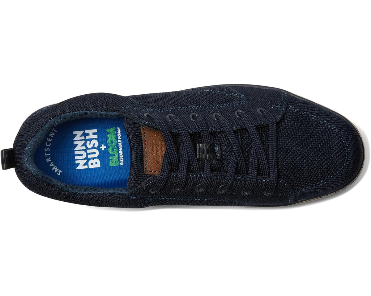 Men's Nunn Bush Aspire Knit Moccasin Toe Sneaker Oxford Comfortable Lightweight Fabric Lace Up Navy