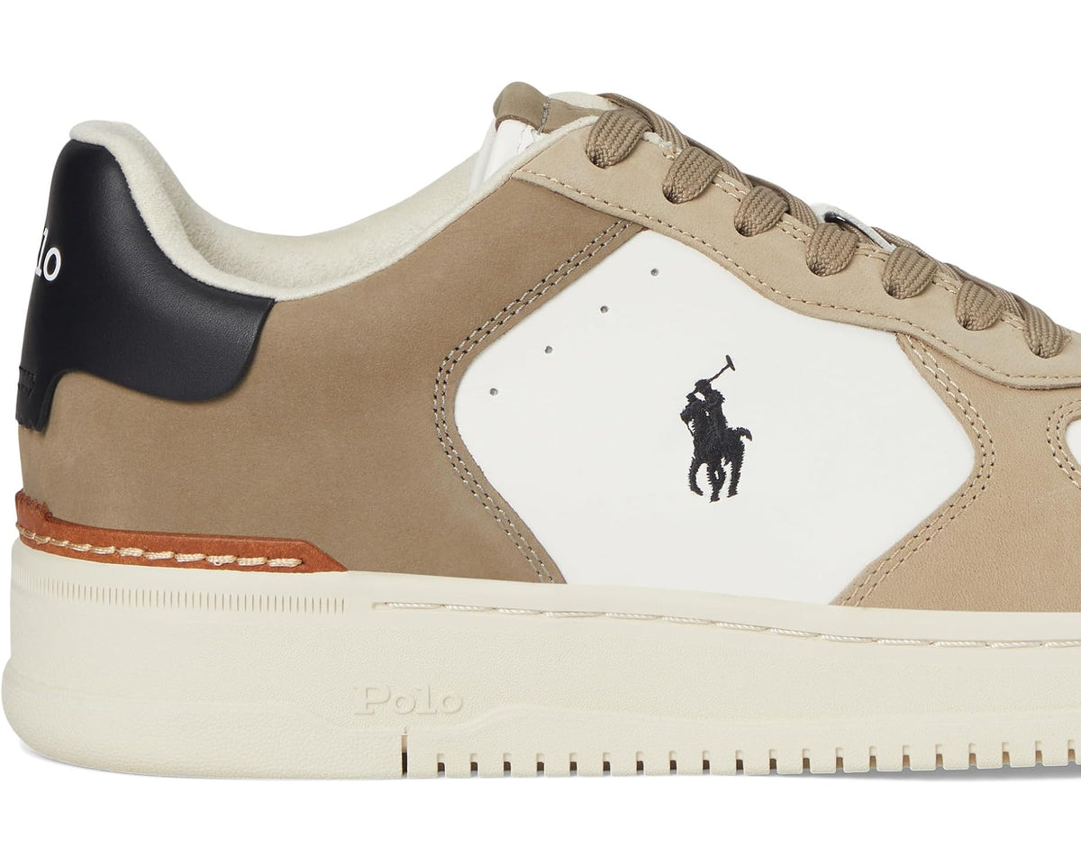 Men's Polo Ralph Lauren Masters Court Nubuck & Leather Sneakers Deckwash White/Tonal Milkshake