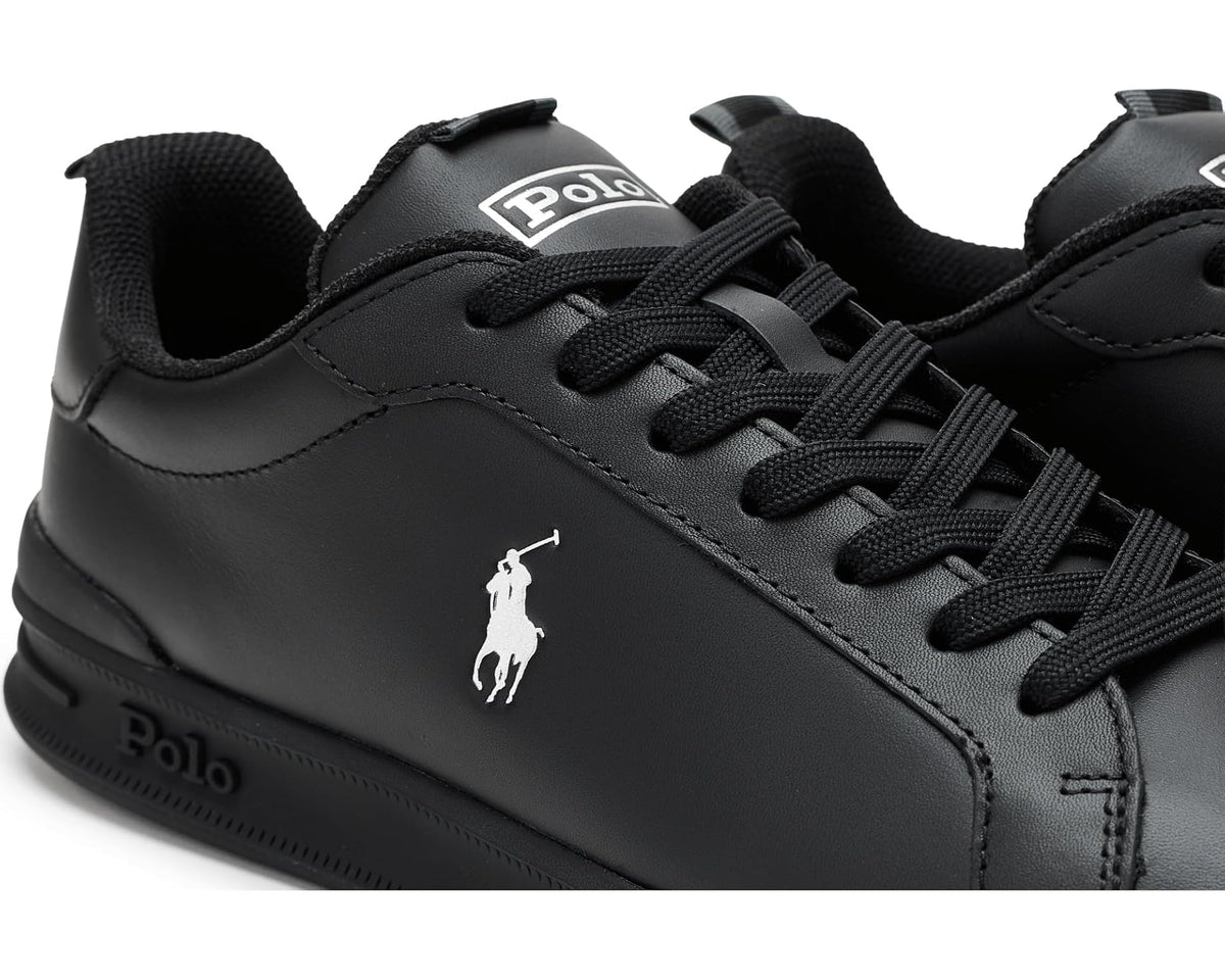 Men's Polo Ralph Lauren Heritage Court II Leather Sneaker Black/Silver