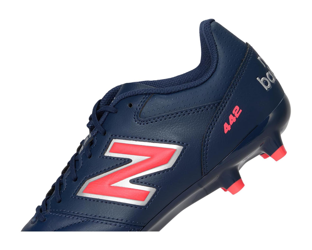 Men's New Balance 442 Team FG V2 Soccer Cleats NB Navy/Silver/Energy Red