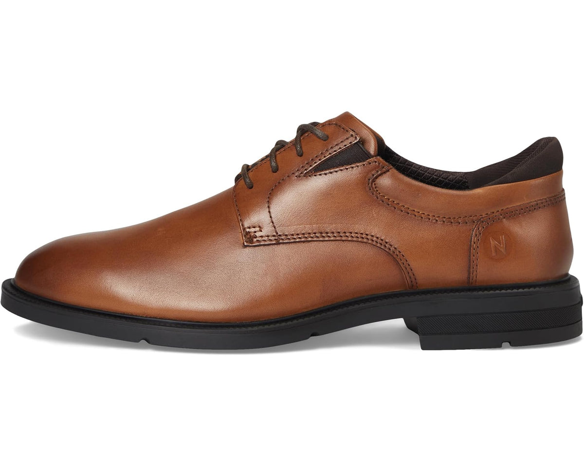 Men's Nunn Bush Kore Icon Plain Toe Oxford Easy On Easy Off Dress Casual Shoe Cognac