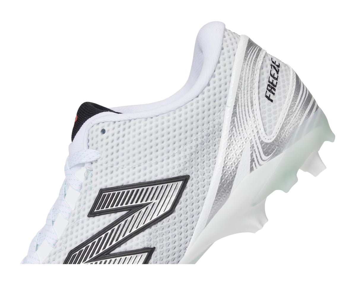 Men's New Balance FreezeLX V5 Low Lacrosse Cleats White/Black/Silver Metallic