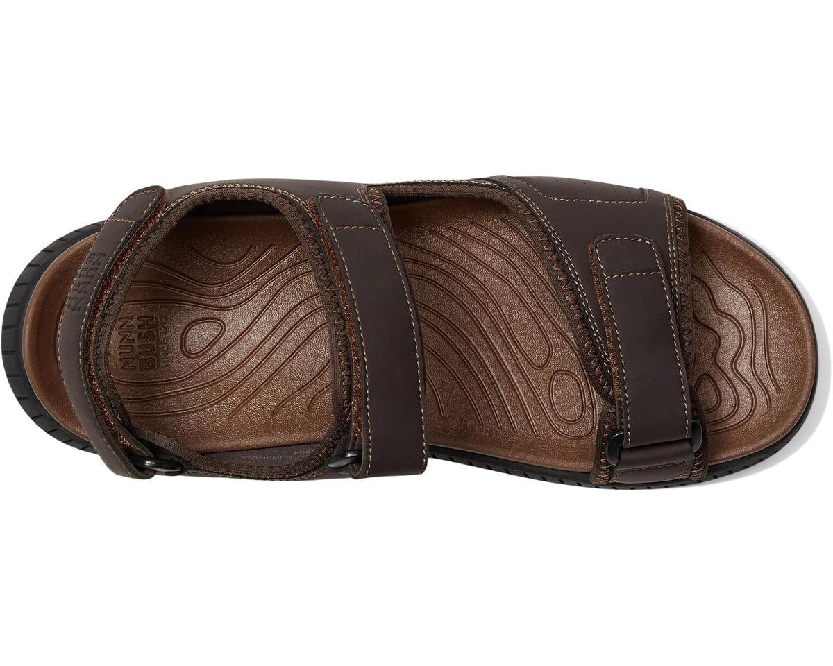 Men's Nunn Bush Laguna 3 Strap River Sandal Lightweight Adjustable and Comfortable Brown