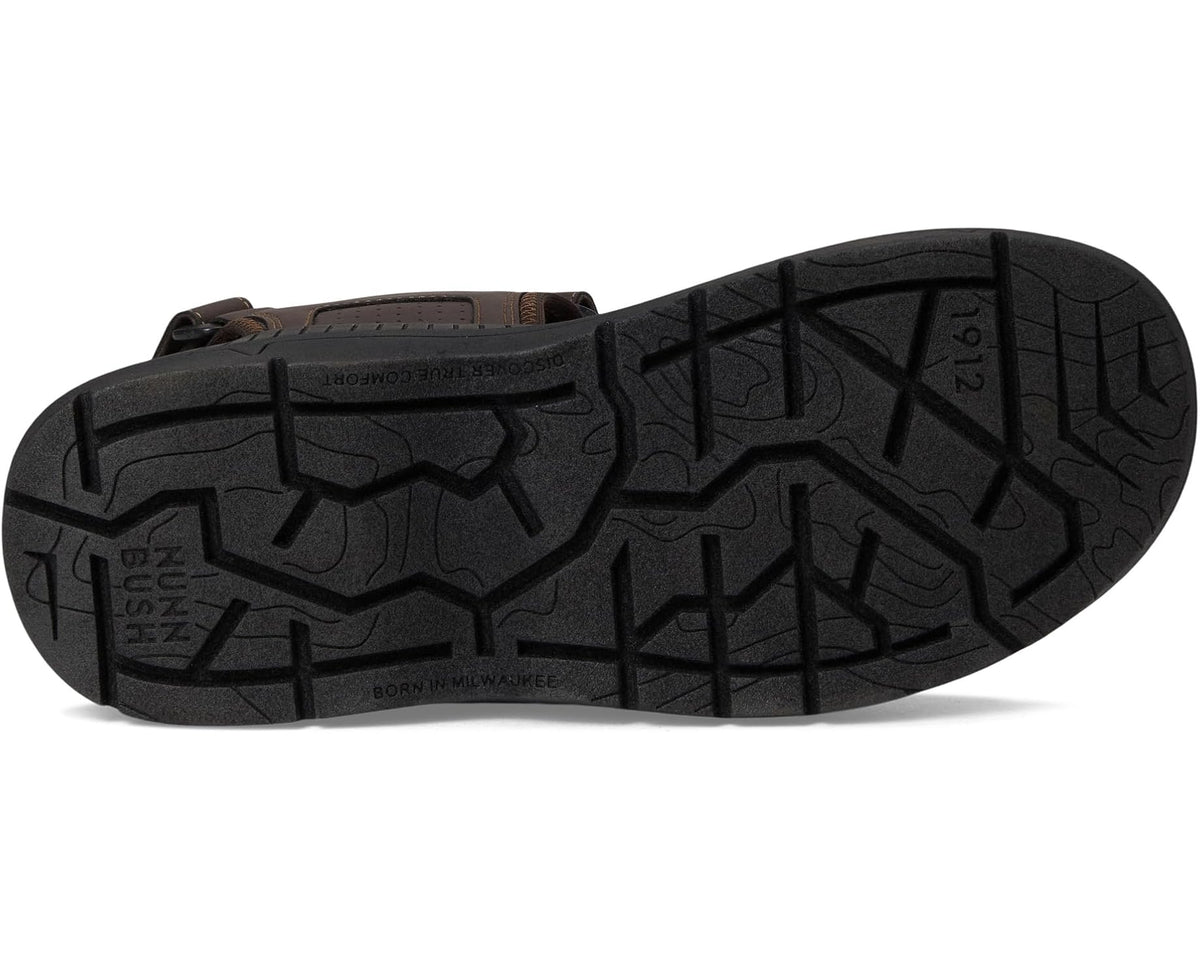 Men's Nunn Bush Laguna 3 Strap River Sandal Lightweight Adjustable and Comfortable Brown
