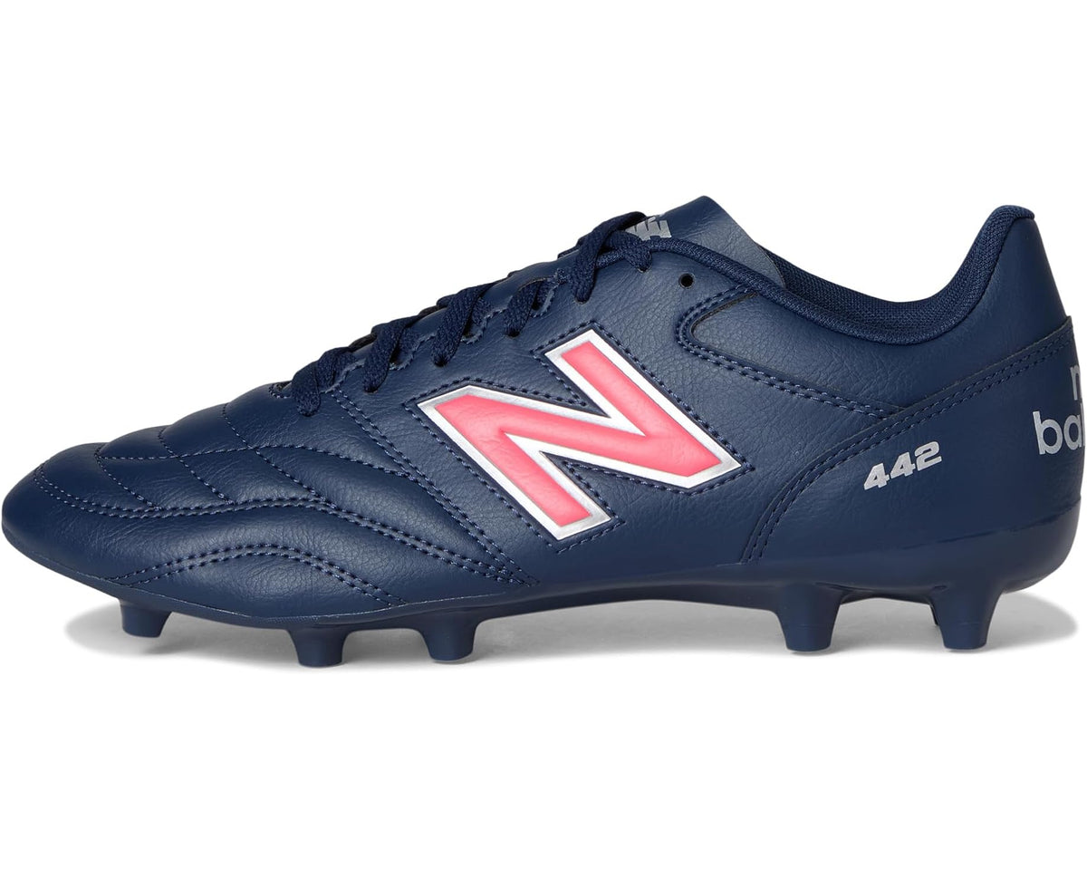 Men's New Balance 442 Academy FG V2 Soccer Cleats NB Navy/Silver/Energy Red
