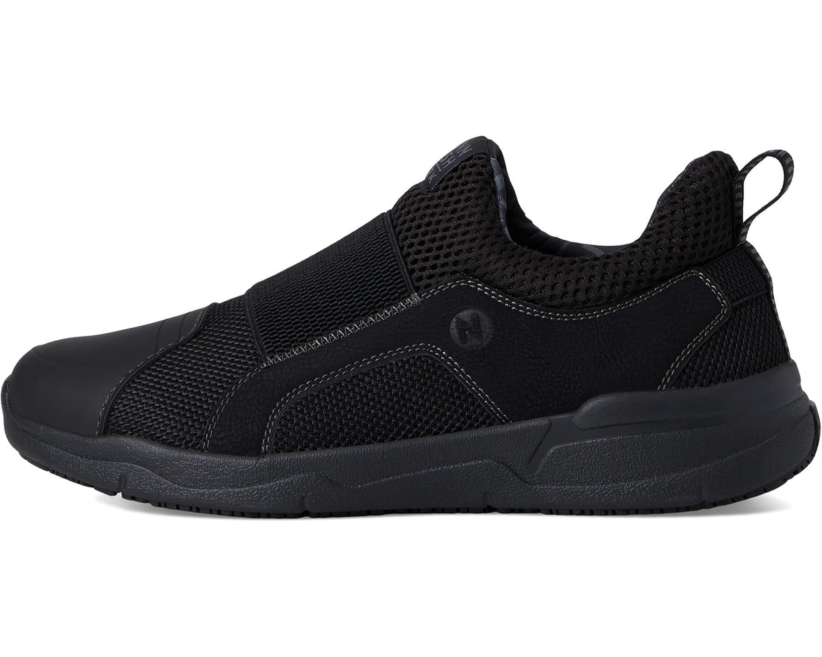 Men's Nunn Bush Grazie AP1 Work Slip-On Slip-Resistant Work Shoe EZ On Athletic Style Sneaker Black